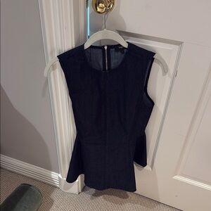 Theory Black Asymmetrical Peplum Blouse